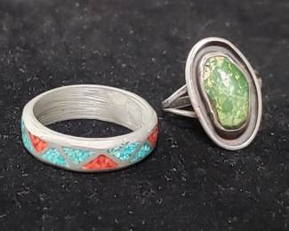 Lot # : 692 - Pair of rings - one sterling silver
