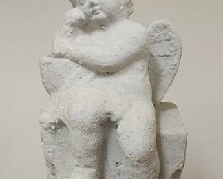 Lot # : 535 - Vintage hand painted terracotta outdoor angel