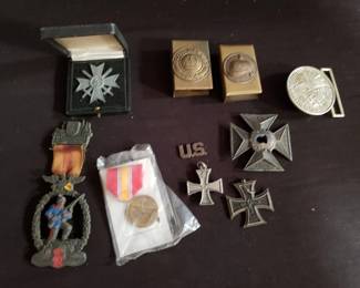 Lot # : 409 - Group of USA and German pins, medals, etc.