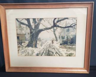 Lot # : 831 - John Whorf lithograph "Winter by the Sea"