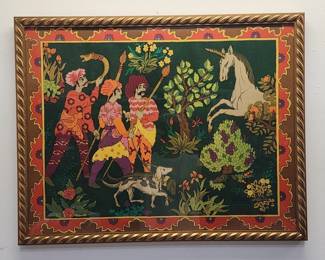 Lot # : 618d - Vintage lithograph "Unicorn Hunt" hand-signed