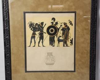 Lot # : 622d - Vintage Greek colored lithograph framed & matted