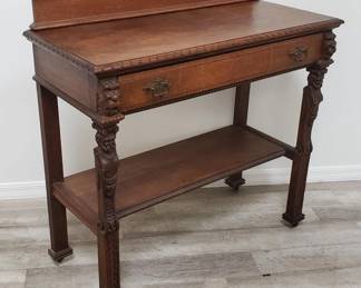 Lot # : 28 - Vintage carved wood single-drawer hall table
