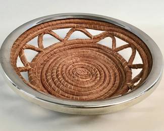 Lot # : 756 - Vintage chrome-rimmed basket