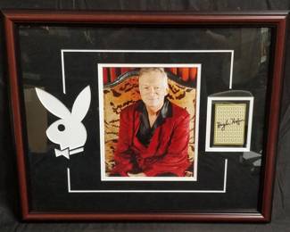 Lot # : 604c - Hugh Hefner signed card in frame
