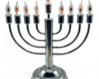 Lot # : 501a - Vintage metal lighted menorah with flickering