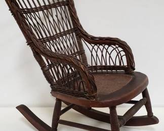 Lot # : 54 - Vintage wicker child's rocking chair