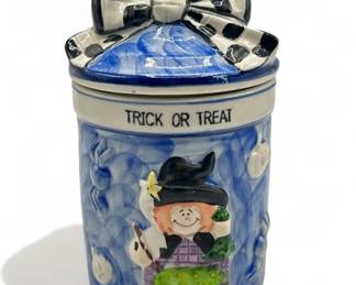 Lot # : 553a - Vintage ceramic Halloween lidded canister
