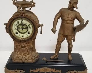 Lot # : 122 - Vintage figural metal soldier mantel clock