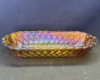 Lot # : 636 - Vintage marigold carnival glass dish
