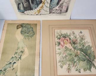 Lot # : 636d - 1946 Hand drawn & signed nude art & 1920s prints