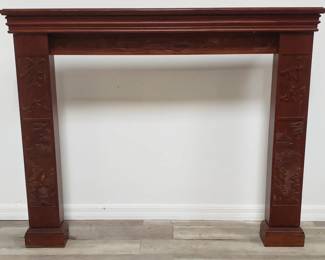 Lot # : 840 - Vintage carved rosewood Asian fireplace