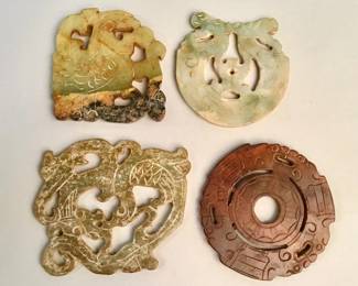Lot # : 752 - 4 Chinese carved stone elements