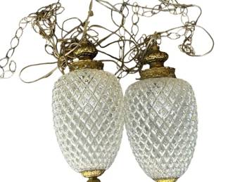 Lot # : 681 - Pair of vintage pineapple glass hanging lights