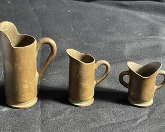 Lot # : 370 - Miniature brass bullet case pitchers