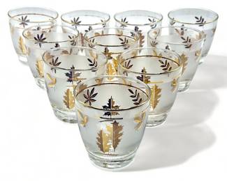 Lot # : 519a - 10pc Mid-Century Libbey gold leaf rocks glasses