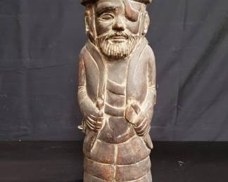 Lot # : 424 - Antique carved wood figural wine case