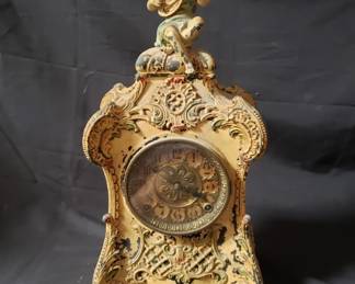 Lot # : 391 - Vintage figural metal mantel clock