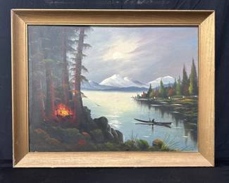 Lot # : 29 - Framed oil painting on artist board, landscape