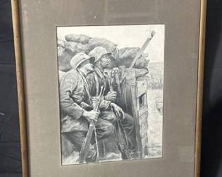 Lot # : 118 - Vintage framed print of WWI scene