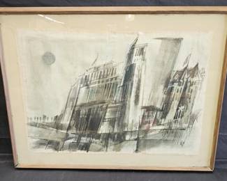 Lot # : 501 - Edward Reep Los Angeles Cityscape painting