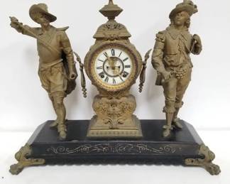 Lot # : 117 - Vintage metal figural mantel clock