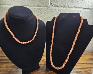 Lot # : 640 - 2 Coral Necklaces. 22" and 15"