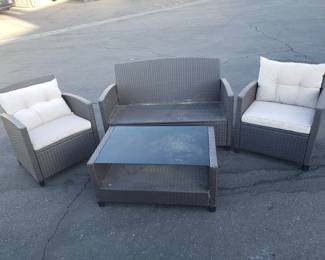 Lot # : 805 - Patio Joy - wicker style patio set