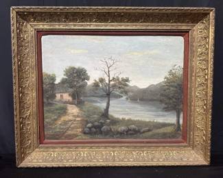 Lot # : 305 - Vintage oil on canvas in ornate gilt frame