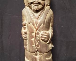 Lot # : 420 - Antique carved wood figural wine case