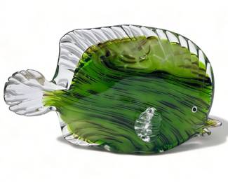 Lot # : 535a - Murano style art glass fish statue, 5” h. X 8