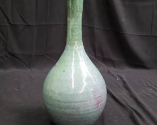 Lot # : 726 - Pottery glazed bottle neck vase