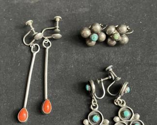 Lot # : 595 - Group of sterling silver earrings