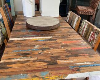 Unique Multi-Colored Dining Room Table and 4 Chairs