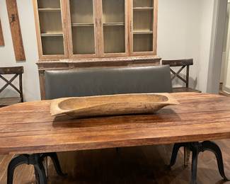 Large Wood and Iron Kitchen/Dining Room Table - Dough Bowl