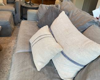 Large  Slip Covered Sofa with Flour Sack Pillows
