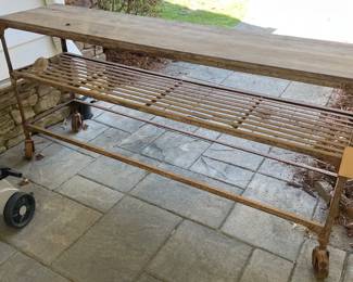 Awesome Metal Wood Table on Wheels