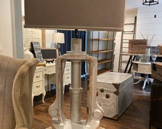 Industrial Style Lamp with Linen Shade