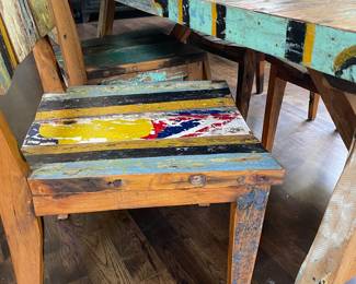 Unique Multi-Colored Dining Table and 4 Chairs