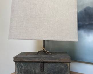 Heavy Metal Lamp with Linen Shade