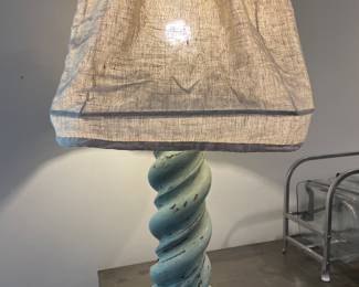 Twisted Wood Lamp with Linen Shade - there are 2 of these