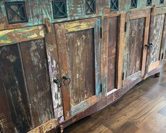 Multi-Colored Buffet with Wrought Iron Detail