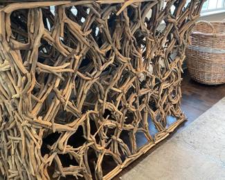 Unique Metal and Birchwood Console Table