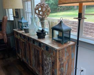 Unique Multi-Colored Buffet, Floor Lamps and Awesome Decor