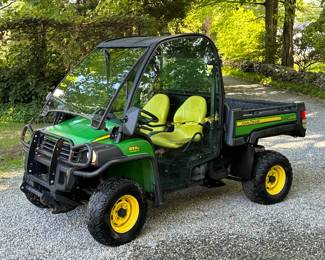 DIESEL JOHN DEERE GATOR 855D 4X4 SIDE-BY-SIDE WITH DUMP BED | 855D John Deere side-by-side with enclosed cab with glass doors, power steering, four-wheel-drive, dump bed 10,179 miles no warning lights. All systems appear to function some accessory wires battery mounting in the front for a plow.

If you are interested in seeing the gator please email, call, or text Alex the Auction Manager alex@aces.net / (475) 500-7075