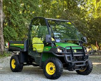 DIESEL JOHN DEERE GATOR 855D 4X4 SIDE-BY-SIDE WITH DUMP BED | 855D John Deere side-by-side with enclosed cab with glass doors, power steering, four-wheel-drive, dump bed 10,179 miles no warning lights. All systems appear to function some accessory wires battery mounting in the front for a plow.

If you are interested in seeing the gator please email, call, or text Alex the Auction Manager alex@aces.net / (475) 500-7075
