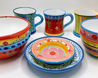 Festin Coquin Provencal Pottery: 3 Mugs & 2 Serving Bowls, 2 Soup Bowls & Ash Tray
Lot #: 115