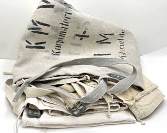 3 Vintage French Heavy Canvas Miliarty Bags With Straps And Buckles, Purchased In Provence
Lot #: 88
