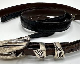 Barry Kieselstein Cord 1981 Sterling Silver Belt Buckle With 2 Genuine Lizard Belts (Black & Brown)
Lot #: 81