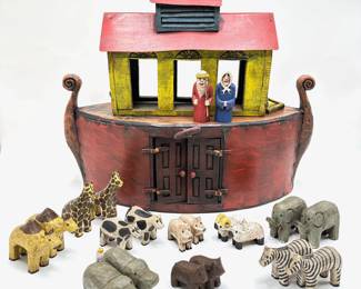 Shane Campbell (American 1996) Carved Wood Noah's Ark Set With 9 Pairs Of Animals, Noah & His Wife, Signed
Lot #: 109